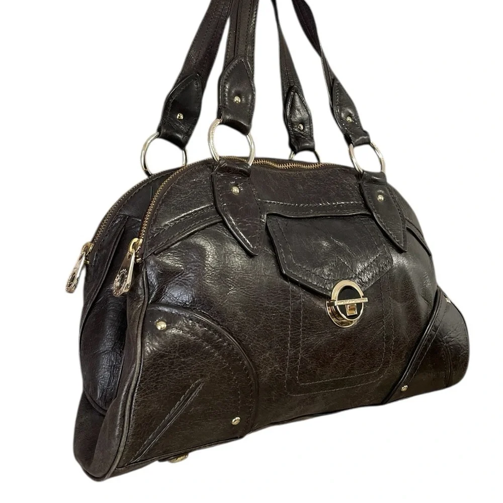 Marc Jacobs Large Vintage Bag Chocolate Brown Leather 3 Compartment Satchel